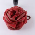 Rose shaped mesh bath sponge for rich lather, soft body scrubbing puff for women shower use. - Red