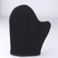 Black self-tanning mitt velvet applicator glove for lotion, oil, and mousse body tanning use. - L / Black