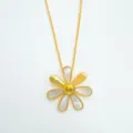 Gold plated daisy flower pendant necklace DIY jewelry finding accessory elegant stylish - Pendant Only (Without Chain) / Empty Setting / Gold