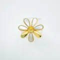 Gold plated copper daisy ring base with white mother of pearl inlay floral jewelry finding. - Ring / Empty Setting / Gold