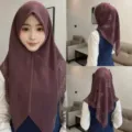 Purple chiffon hijab scarf with sparkly rhinestone leaf pattern elegant head cover wrap - Smoke Purple