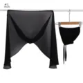 Solid color black chiffon hijab and matching tie inner cap set for women modest wear. - Black (#1)