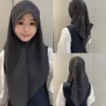 Style Preppy Nœud Strass Chiffon Hijab Carré Foulard Tête Élégant Châle Pour Femme - Gris fumé