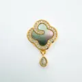 Pendentif trèfle en nacre plaqué or collier bijoux variante accessoire de mode - Trèfle à quatre feuilles / Or Coquille d'Ormeau
