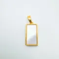 Exquisite gold plated rectangular mother of pearl pendant accessory for necklace styling. - Rectangle - White Shell (1) / Gold