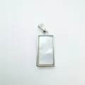 Geometric mother of pearl rectangular pendant necklace accessory for women fashion jewelry. - Rectangle - White Shell (1) / Silver
