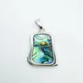 Exquisite geometric abalone shell pendant necklace accessory with colorful shimmer. - Irregular Frame - Abalone Shell (2) / Silver