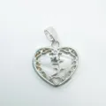 Pendentif coeur en nacre avec motif de rose, accessoire de cou élégant en ton argenté. - 2 Argent-Coquille Blanche-Pendentif