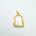 Gold plated geometric pendant necklace accessory with white shell inlay for women fashion. - Irregular Frame - White Shell (2) / Gold
