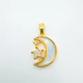 Pendentif lune et étoile en nacre plaqué or accessoire de collier bijou charmant - 3 Or-Coquille Blanche-Pendentif