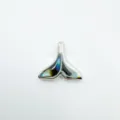 Silver plated whale tail pendant featuring colorful abalone shell inlay accessory item SKU - Whale Tail - Abalone Shell (3) / Silver