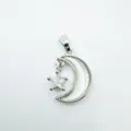 Magnifique pendentif lune et étoile en nacre collier bijoux plaqué or accessoire chic - 3 Argent-Coquille Blanche-Pendentif