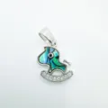 Pendentif cheval à bascule en coquille d'ormeau exubérant avec zircone cubique. - 4 Argent-Coquille d'Ormeau-Pendentif