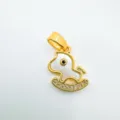 Pendentif cheval à bascule plaqué or avec nacre blanche et zirconium pour bijoux personnalisés. - 4 Or-Coquille Blanche-Pendentif