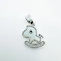 Pendentif cheval à bascule en nacre plaqué or en cuivre zircone collier accessoire de bijoux - 4 Argent-Coquille Blanche-Pendentif