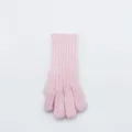 Close-up of pink cable-knit winter glove showcasing fine wool texture and warm texture detail. - One Size / Pink
