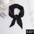 Black and white polka dot scarf, stylish lightweight triangular head wrap for women. - Black and White Polka Dot Style (X301)