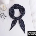 Blue floral triangle scarf fashion hair band elegant head scarf lightweight casual accessory - Dark Blue Floral Style (X305)