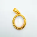 Colgante concha blanca natural cobre chapado oro joyeria geometrica elegante de moda - Estilo Borde Trenzado Ovalado (3) / Colgante Solo (Sin Cadena) / Dorado-Concha Blanca