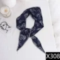 Navy blue paisley print triangle scarf, lightweight fashion head wrap and elegant hair accessory. - Dark Blue Paisley Style (X308)