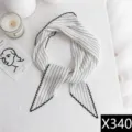 Chic black and white striped triangle silk scarf, elegant thin fashion headscarf for women - Black and White Stripe Style (X340)