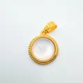 Colgante redondo de concha blanca natural bañado en oro collar de moda geométrico joyería - Estilo Borde Trenzado Redondo (4) / Colgante Solo (Sin Cadena) / Dorado-Concha Blanca