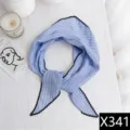 Blue and white striped triangle scarf, elegant lightweight fashion headscarf accessory. - Blue and White Stripe Style (X341)
