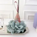 Ice cream shaped soft bath sponge with fine mesh and lanyard for comfortable home shower cleaning. - Blue