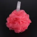 Gran esponja de baño de malla rosa con correa gris, diseño denso para la ducha diaria. - Rojo