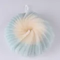 Two-tone gradient mesh bath sponge, soft foaming loofah with hanging loop for daily shower. - Azure Blue
