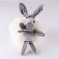 Cute rabbit plush shower puff detailed view, soft mesh bath sponge for kids daily body cleansing. - Gray Rabbit White Ball