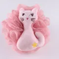 Rosa Katzen Badeschwamm Pluesch Duschball Weicher Koerperreiniger fuer Kinder und Erwachsene - Rosa Mit Rosa Bommel