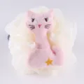 Niedlicher Katzen Plüsch Badeschwamm weiches Netz Duschball für Kinder und Erwachsene - Rosa und Weiß