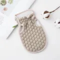 Beige honeycomb bath scrub mitt exfoliation glove with open finger design for shower body - Meter