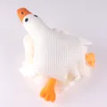 Cute duck bath sponge detail view, soft mesh pouf for shower and body cleaning experience. - Lying Flat Duck / 40g