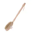 Long handle wooden bath brush with natural bristles, ideal for body massage and back scrubbing. - Long Handle Detachable Bath Brush