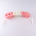 Pink white braided long bath sponge body scrubber mesh exfoliating strip for shower use - White And Pink