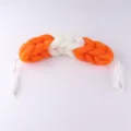 Braided mesh bath sponge strip, soft exfoliating body scrubber with hanging loops for home use. - White + Orange