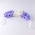 Braided mesh shower bath sponge with dual hanging loops purple and white body scrubber tool - White and Purple