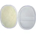 Natural loofah bath sponge exfoliating body scrubber pad with elastic hand strap detail - Large Standard Style / 10x14.5cm