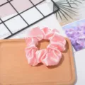 Pink satin hair scrunchie, smooth silk fabric ponytail holder, sweet chic fashion hair accessory. - Pink