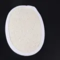 Esponja de baño de lufa natural ovalada con borde blanco para limpieza diaria de ducha. - Pieza Pequeña de Luffa 9x12cm