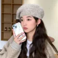 Women knit beret hat autumn winter warm casual fashion solid color painter newsboy hat chic - One Size / Light Khaki