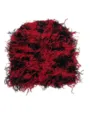 Punk retro red black knitted beanie hat detail, cozy acrylic warm fuzzy skull cap for men women. - One Size / Black Red