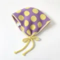 Purple yellow polka dot knitted bonnet warm winter braided tie hat cute fashion ear warmer - One Size / Yellow Purple Polka Dot