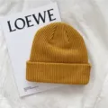 Autumn winter solid color mustard yellow knitted beanie hat warm thick skull cap for men - One Size / Turmeric