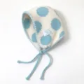 Knitted polka dot earflap hat winter warm tie bonnet cute casual outdoor windproof beanie - One Size / Blue Beige Polka Dot
