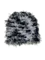 Black and white shaggy knit beanie autumn winter retro casual warm fluffy skull cap - One Size / Black and White