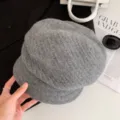 Graue Strickbarette für Damen, weiche warme Schirmmütze Achteckige Mütze für Winter. - M (56-58cm) / Grau