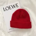 Gorro de punto rojo para hombre, gorro de lana de invierno grueso y cálido, color liso. - Talla única / Burdeos